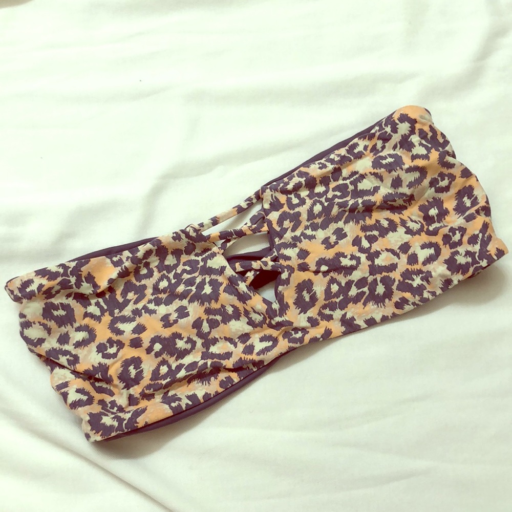 O’Neill leopard print bandeau swim top